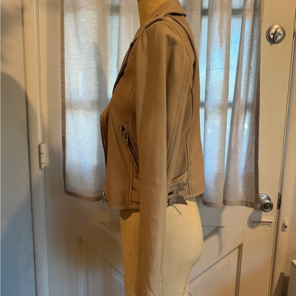 IRO Women's Light Tan Indie Sleeze Leather Jacket - Picture 4 of 9